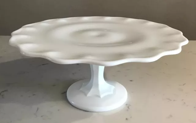 Vintage Milk Glass Pedestal Cake Plate Teardop Indiana Pioneer Woman