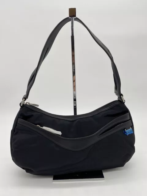 Tumi Ballistic Nylon w/Leather Trim Purse Bag 12" (Black)