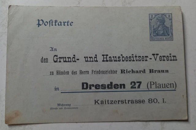 Alte orginale Postkarte Grund- u. Hausbesitzer-Verein Dresden Plauen vor 1945