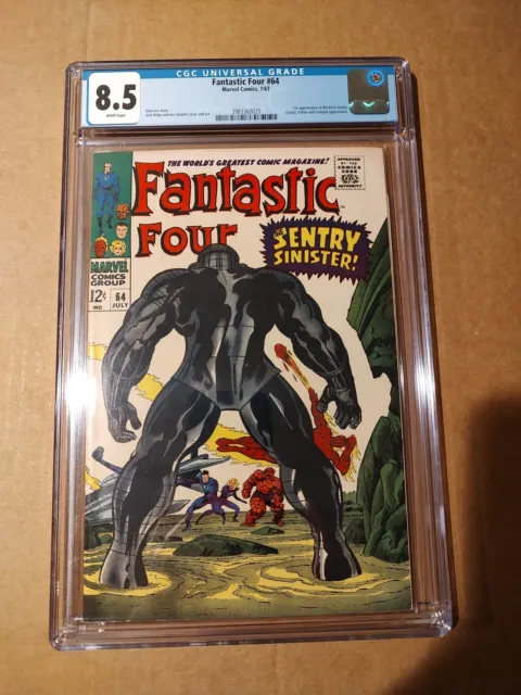 Fantastic Four 64 CGC 8.5 (VF+) 7/67 (White Pages) 1st Kree Sentry! Crystal!