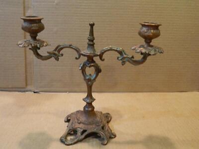 Victorian Cast Iron 8" Double Candle Holder Open Work Design Antique