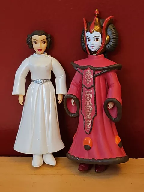 Polly Pocket Star Wars Princess Leia & Queen Amidala Dolls W Shoes RARE!
