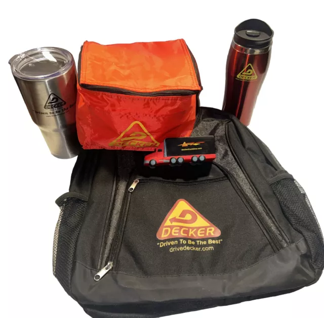 * New Drive Decker Travel / Work Drinkware, Lunchbag & Bookbag Set, 100% Ceramic