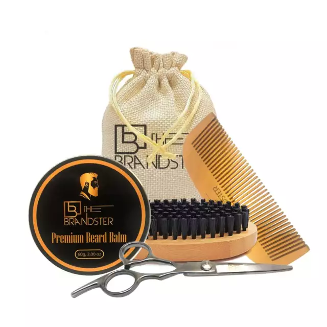 Beard Mustache Care Growth Grooming Kit Includes Comb Brush Balm Scissor