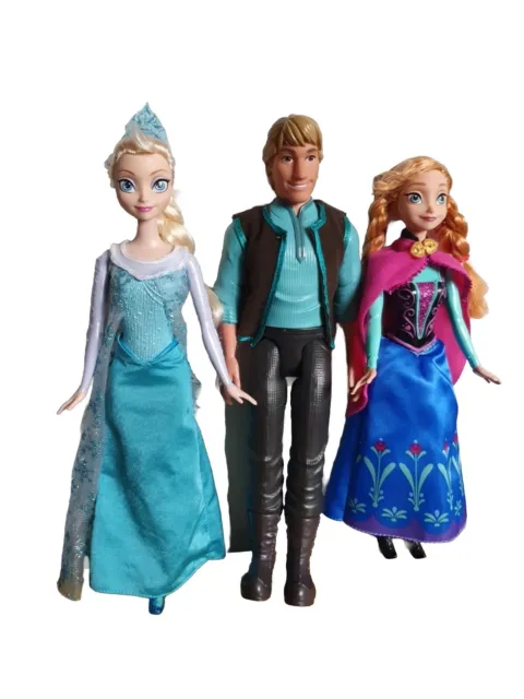 Disney Frozen Anna Elsa and  Kristoff Dolls Mattel