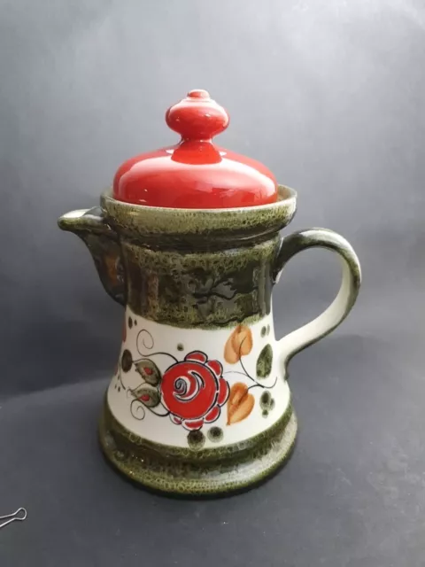 SMF Schramberg Keramik Tirol Kaffeekanne Kanne Deckel handgemalt Vintage H 23,5