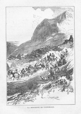 GRAVURE ENGRAVING 1878 PYRENEES AIGLES SE DISPUTANT UN ISARD 