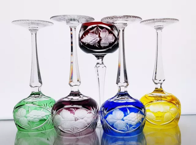 5 Wundervolle Antike Wein Römer Kristall Gläser 🔅🔅🥂🔅🔅
