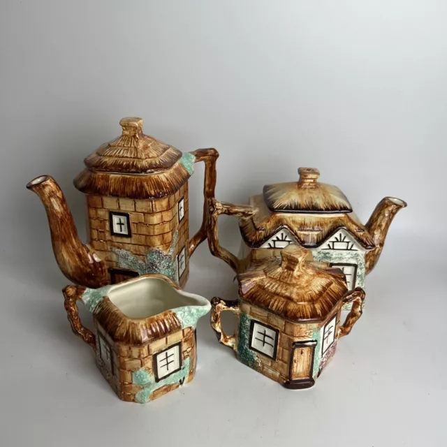 Vintage Keele Street Pottery Cottage Ware Tea Set Teapot Water Pot Sugar & Milk