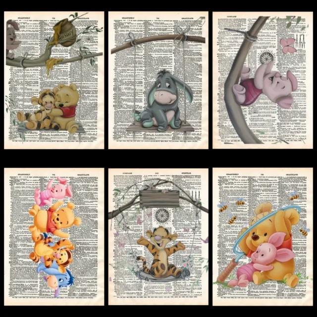 Winnie The Pooh Nursery Dictionary Book Page Art Prints