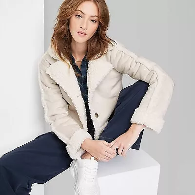 Women's Faux Shearling Jacket - Wild Fable Off-White XL