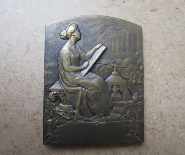 Alte Belle Selten Medaille aus Bronze Signiert Emile Monier Philanthropie Lille