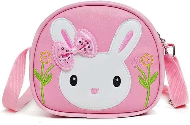 Adorable Little Girl Bunny Purse with Cartoon Bow, Shoulder Crossbody