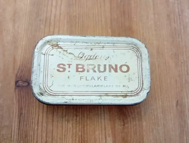 Ogdens St Bruno Flake Tobacco Tin 2 oz Imperial Small Empty Vintage