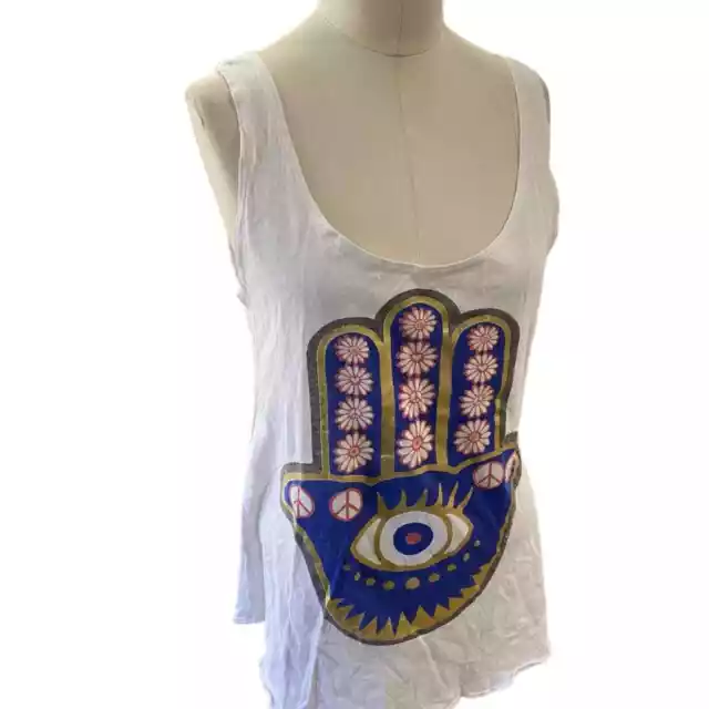 LAUREN Moshi Parson Foil Hamsa Eye Tank in White graphic tank REVOLVE Size small 2