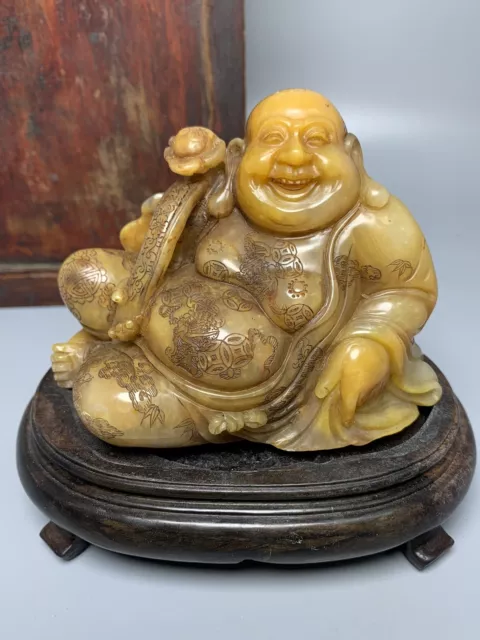 Chinese Exquisite Handmade Buddha carving Shoushan Stone Statue