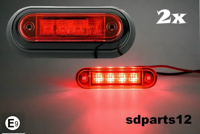 2x Feux de Gabarit Position Arrière LED Rouge 12-24V pour Camion Remorque E9