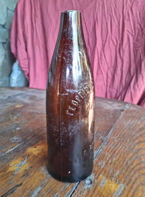 Antique dark amber glass beer bottle, Brown ancient beer bottle Imperial Russia 2