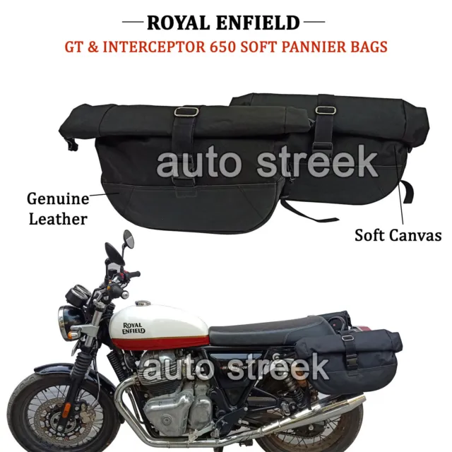 Adapté Pour Royal Enfield Gt & Intercepteur 650 " Noir Souple Panier Sacs "