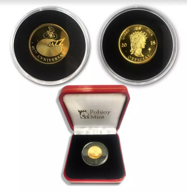 Queen Brian May 2018 Gold Sixpence Coin Guitar Plectrum Jazz Pick + Box (New)