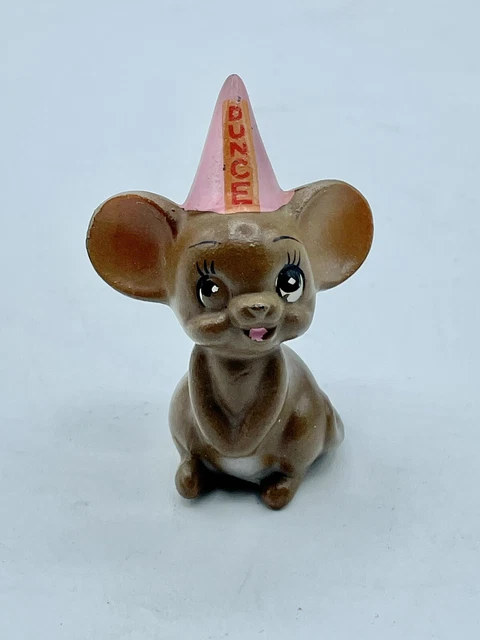 Vtg Josef Originals Figurines “DUNCE” Mouse Village Series Party Hat