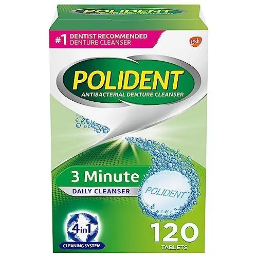 Polident 3-Minute Antibacterial Denture Cleanser - Mint, 3 Minute Whitening
