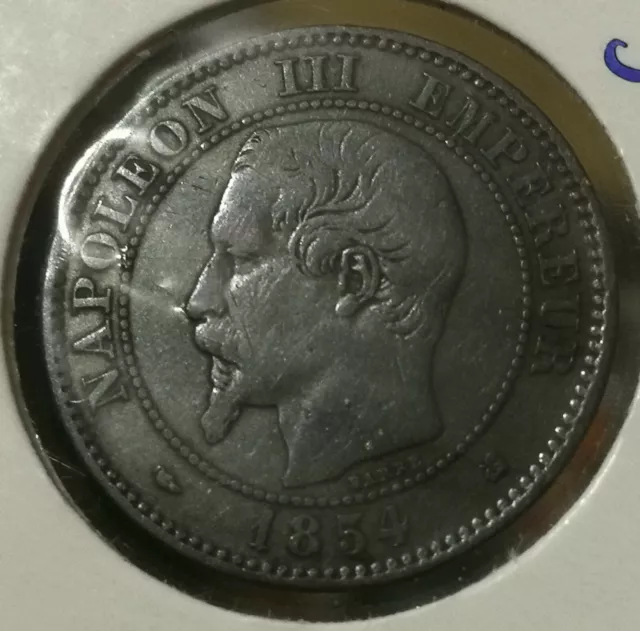 PEU COURANTE 2 ct centimes NAPOLEON III - 1854 K, TTB !