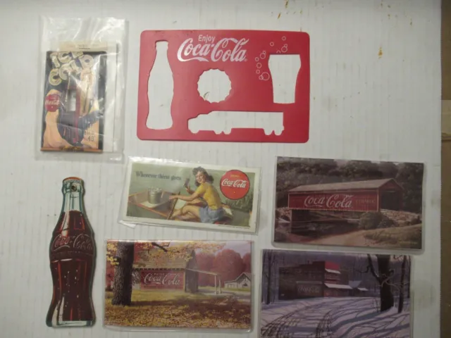 Lot of Coca Cola Coke Collectables. Stencil, Almanac, Booklet, Switch Cover