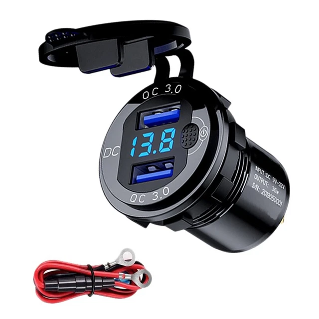 QC 3.0 Doppia presa caricabatterie auto USB 12 V/24 V caricabatterie USB con interruttore a contatto E6M5