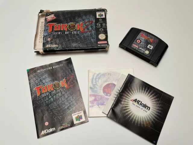 N64 NINTENDO Turok 2 -Boxed with instructions, tested and working BOX DAMAGED