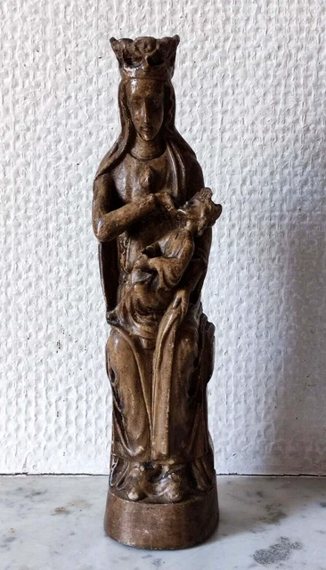 STATUE SAINTE VIERGE Noire Vierge Marie En Platre Black Madonna Virgin ...