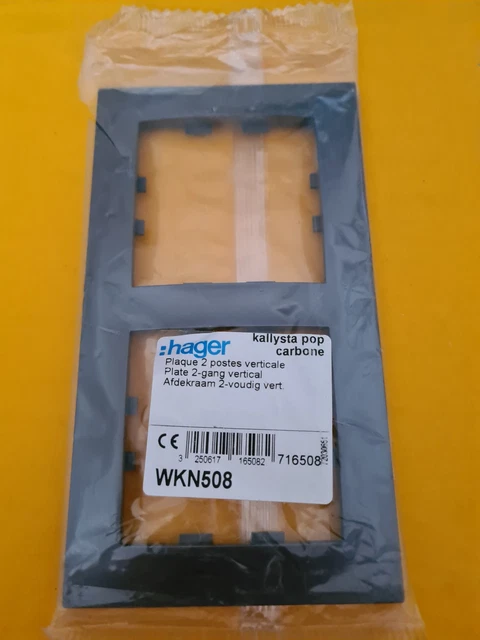Plaque De Finition Simple Hager Kallysta CARBONE 1 Poste - Neuf, Pour Installation électrique