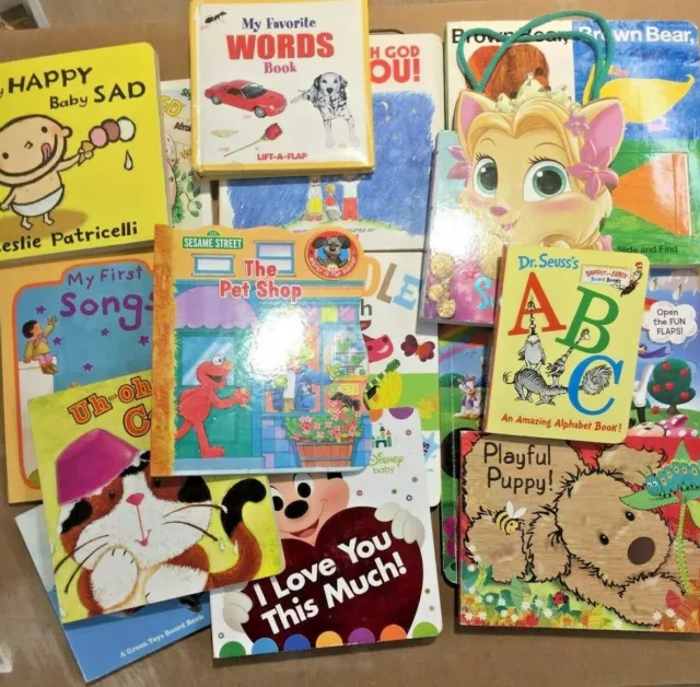 Lot of 15 Childrens BOARD Hardcover BABY TODDLER DAYCARE Kids BOOKS *RANDOM MIX*