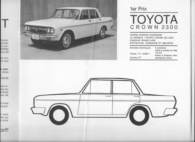 1968 SWISS TOYOTA brochure: colouring competition - Toyota Crown/Corona/Corolla £29.99 - PicClick UK