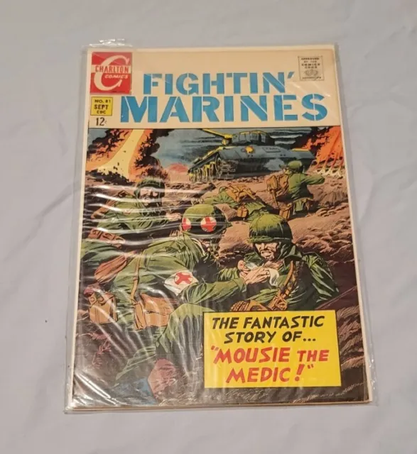 FIGHTIN' MARINES Comic Vol 1 No 81 09/1968 Charlton Comics in plastic sleeve