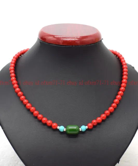 Genuine 8mm Natural Red Coral Round Gemstone Beads Necklace Jewelry 18" AAA+