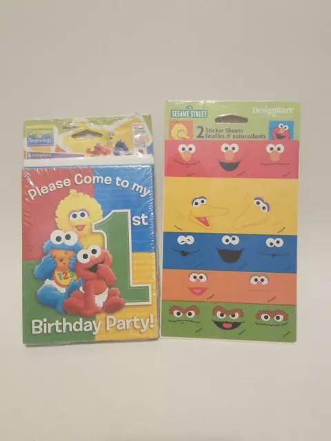 SESAME STREET ELMO Big Bird Cookie 1st Birthday Party Invitations