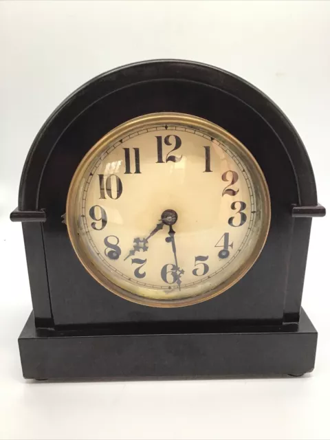 Seth Thomas USA Antique Mantle Clock 19th Century Dark Coloured Case Running