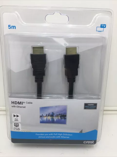 CREST HDMI CABLE with ETHERNET. HIGH SPEED.5M.TV. COMPUTER. GAMING.