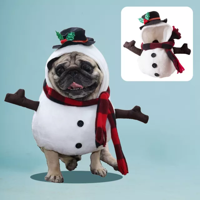 Christmas Pet Dog Snowman Costume Clothes Jumper Xmas Cosplay Dress-Up Outfit~