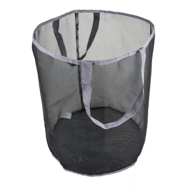 DII Modern Polyester and PVC Bath Mesh Laundry Basket in Gray