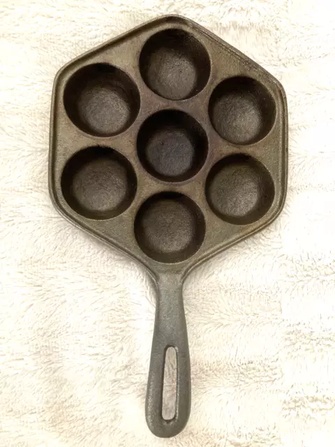 Vintage Cast Iron Danish Aebleskiver Muffin Poached Egg Skillet Pan Country  Farm
