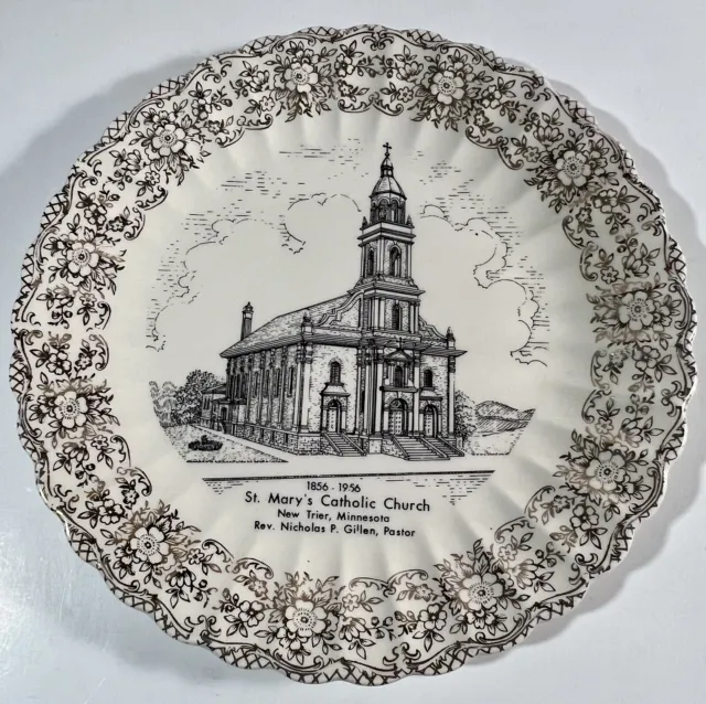 VINTAGE St. Mary's Catholic Church 1856-1956 New Trier, Minnesota Plate