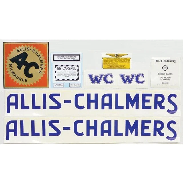 Complete Decal Kit Blue Letters Fits Allis Chalmers Tractor Model WC