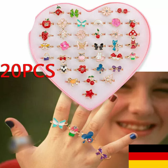 20x Süß Kinder Cartoon Ringe Kleine Mädchen Schmuck für Geburtstagsgeschenk Neu 3