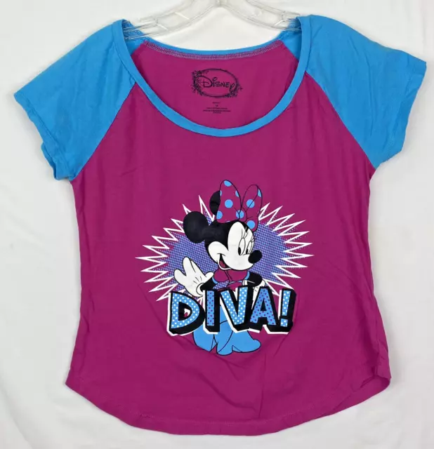 Disney  Short Sleeve Minnie Mouse Diva T-Shirt Juniors Size Medium #23D