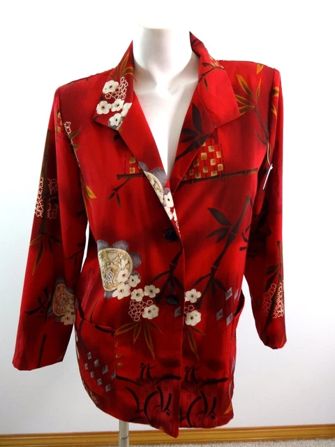 BEA CLASSICS Donna Rosso Asiatico Ispirato 100% Poliestere Giacca Misura 12P