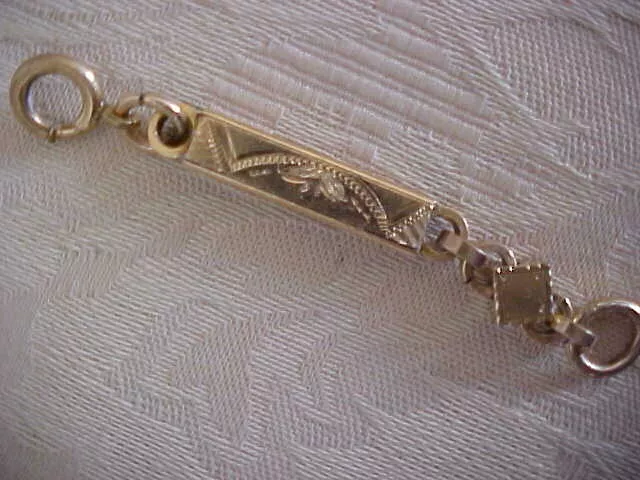 Antique Fancy Etched Thick Watch Fob Chain Heavy Gold Filled Or Low Carat 5.5g