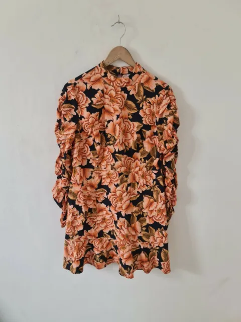 River Island Floral Ruched Ls Dress Size 12 Bnwt Rrp £46