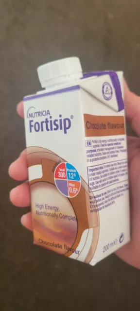 Nutricia Fortisip 200ml chocolate drink-High energy Nutrition complete-Box of 24